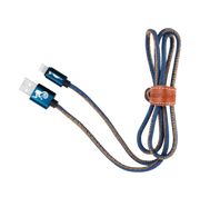lightning USB Cable Blue Denim 1m strap leather