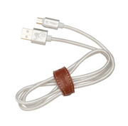 Micro USB Cable white Nylon 1m strap leather